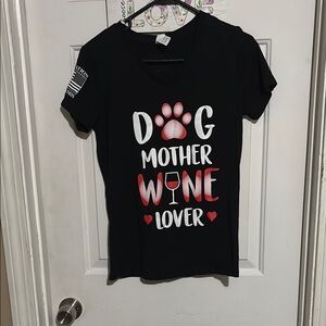 Dog Mother Wine Lover Black T-Shirt